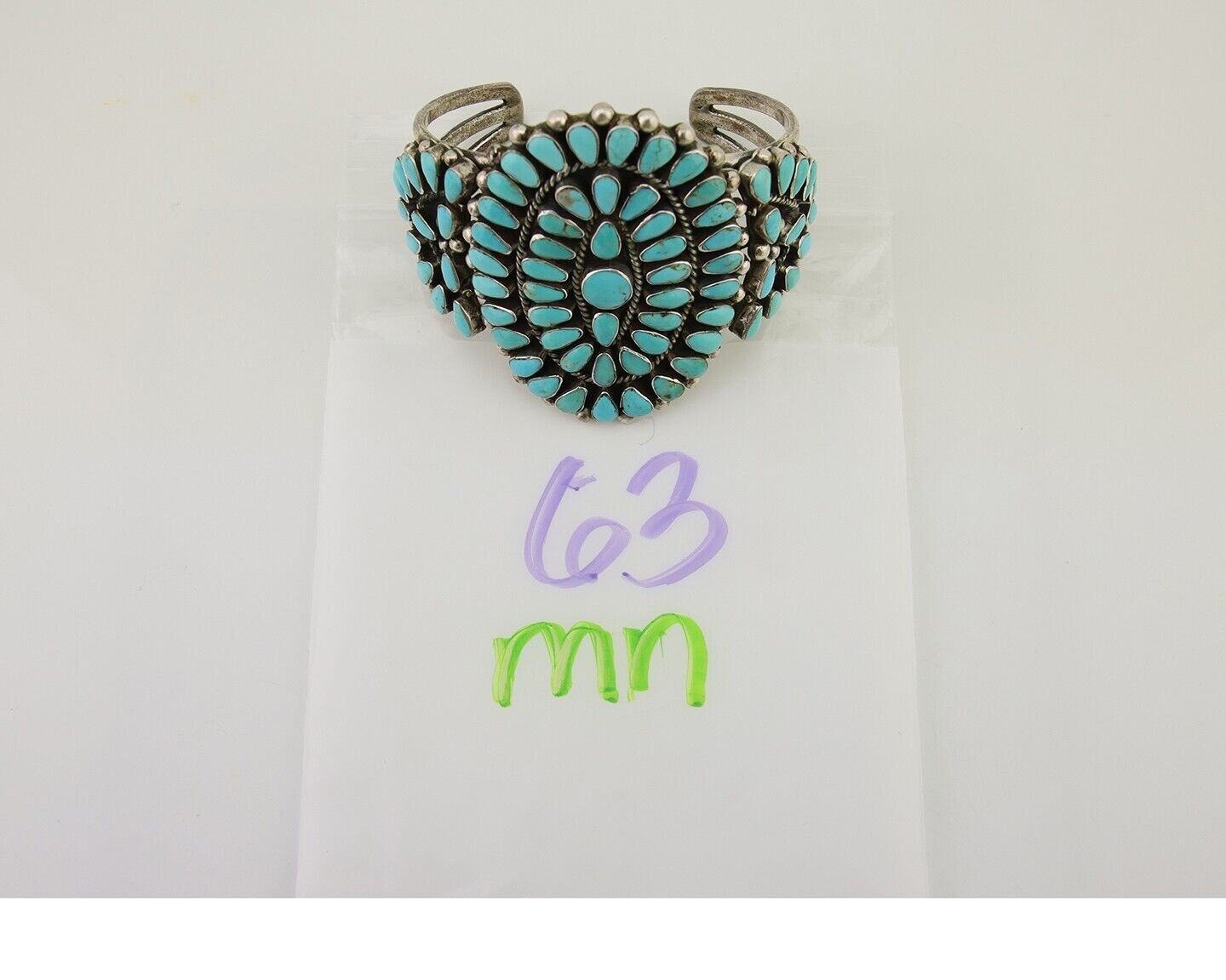 Navajo Bracelet 925 Silver Natural Blue Turquoise Signed Delbert Chatter C.80's