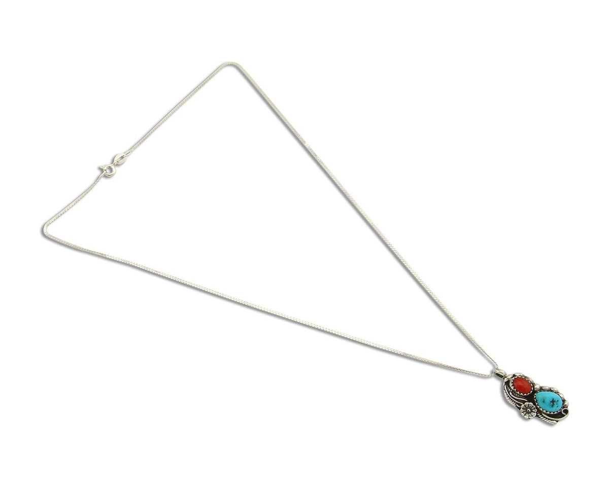Navajo Necklace 925 Silver Spiderweb Turquoise Artist Signed SC C80s