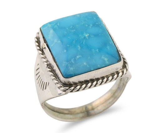 Navajo Ring 925 Silver Natural Blue Turquoise Native American Artist C.80's