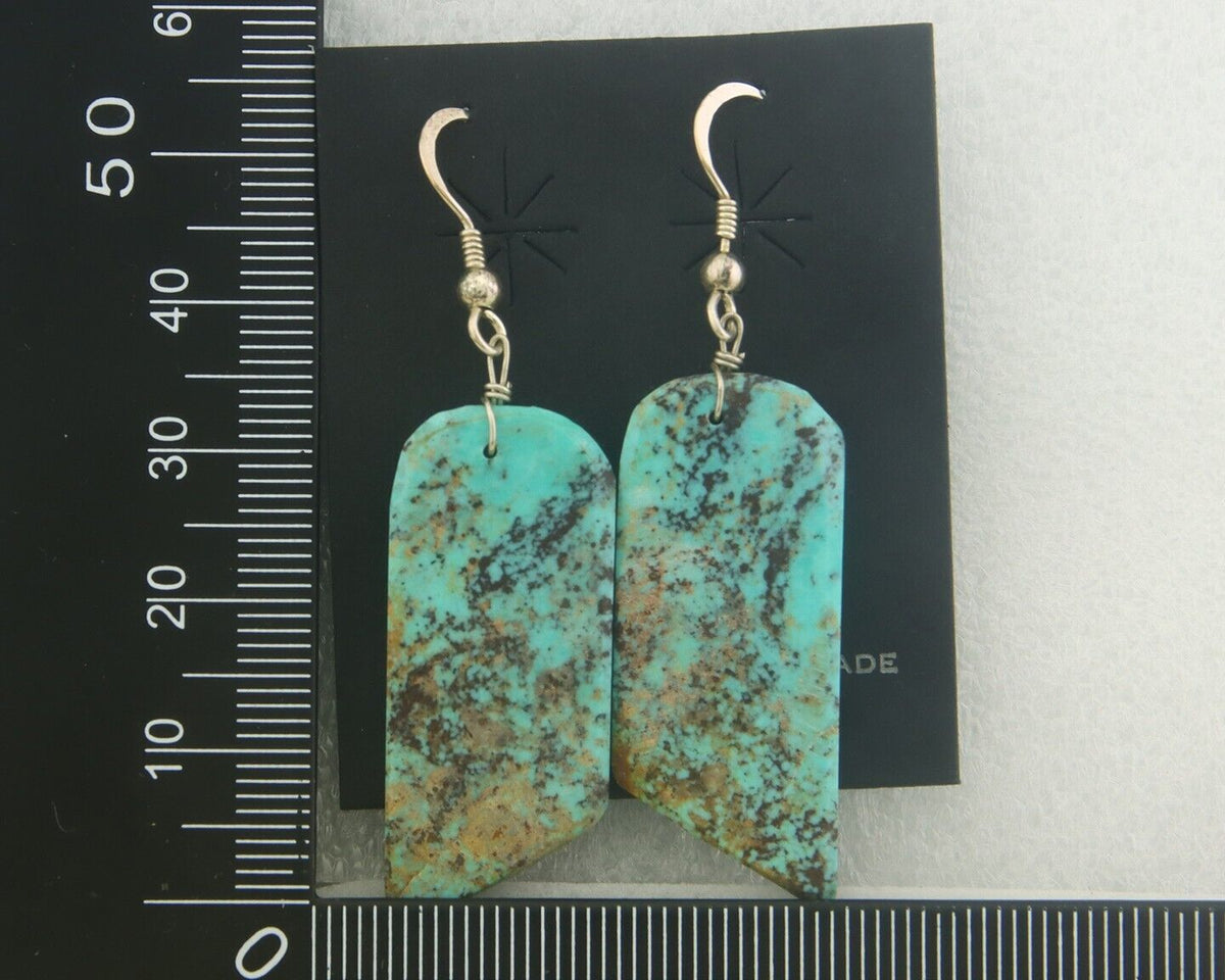 Santo Domingo Earrings 925 Silver Natural Turquoise Native American Artist C80s