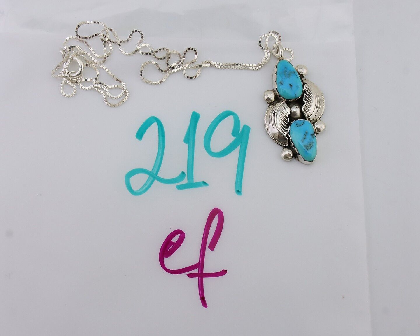 Navajo Turquoise Handmade Necklace 925 Silver Simplicio C.80s