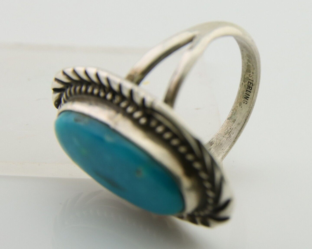 Navajo Ring 925 Sterling Silver Turquoise Native American Artist C.80's