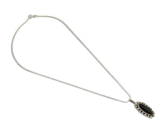 Navajo Necklace925 Silver Natural Onyx Native Artist Signed SC C.80's