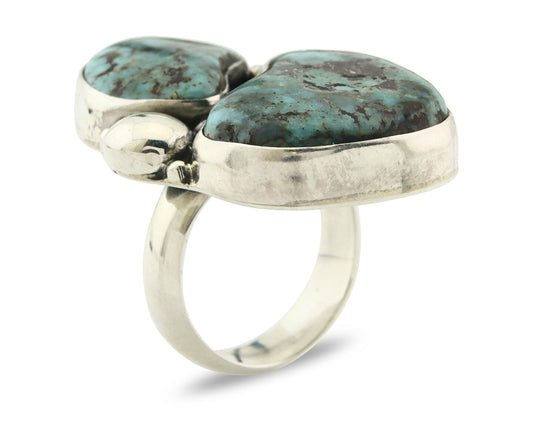 Vintage Navajo Ring 925 Sterling Silver Turquoise Signed David Zachary Size 8.25