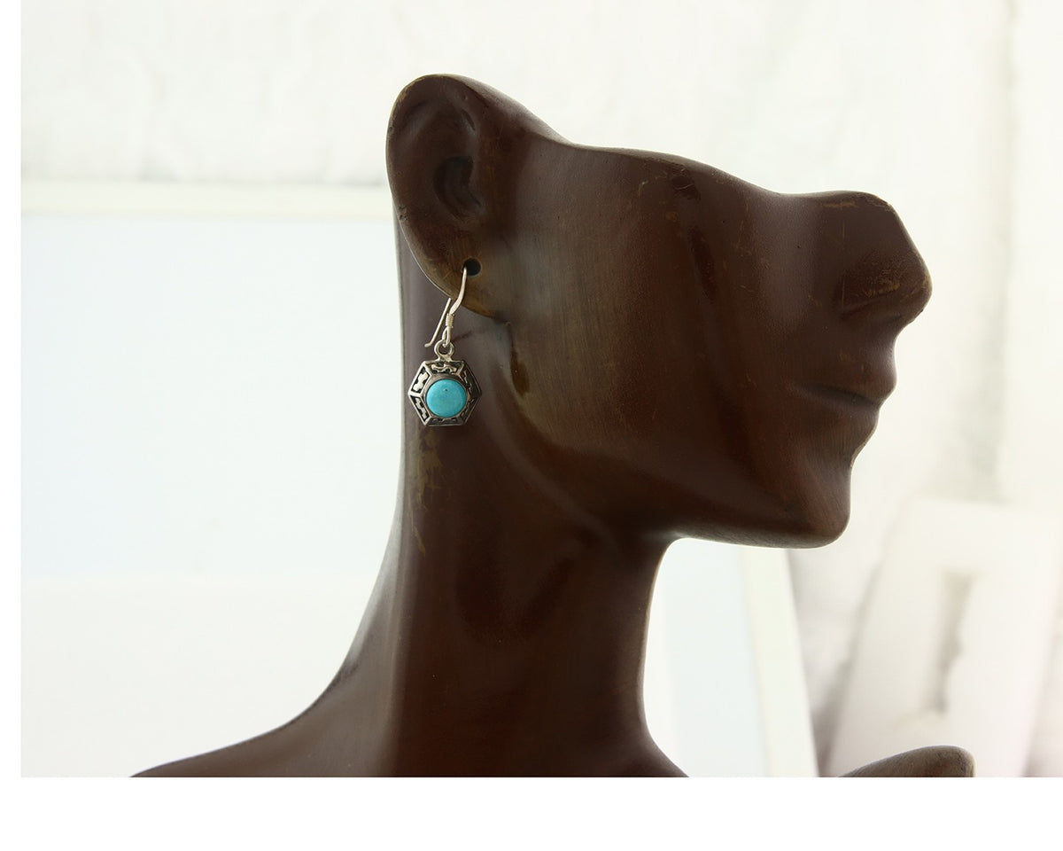 Navajo Earrings Sterling Silver Turquoise Dangle Vintage Authentic