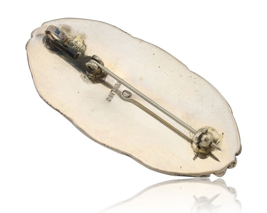 Navajo Pin Pendant 925 Silver Turquoise Hand Stamped Artist Signed D C.80's