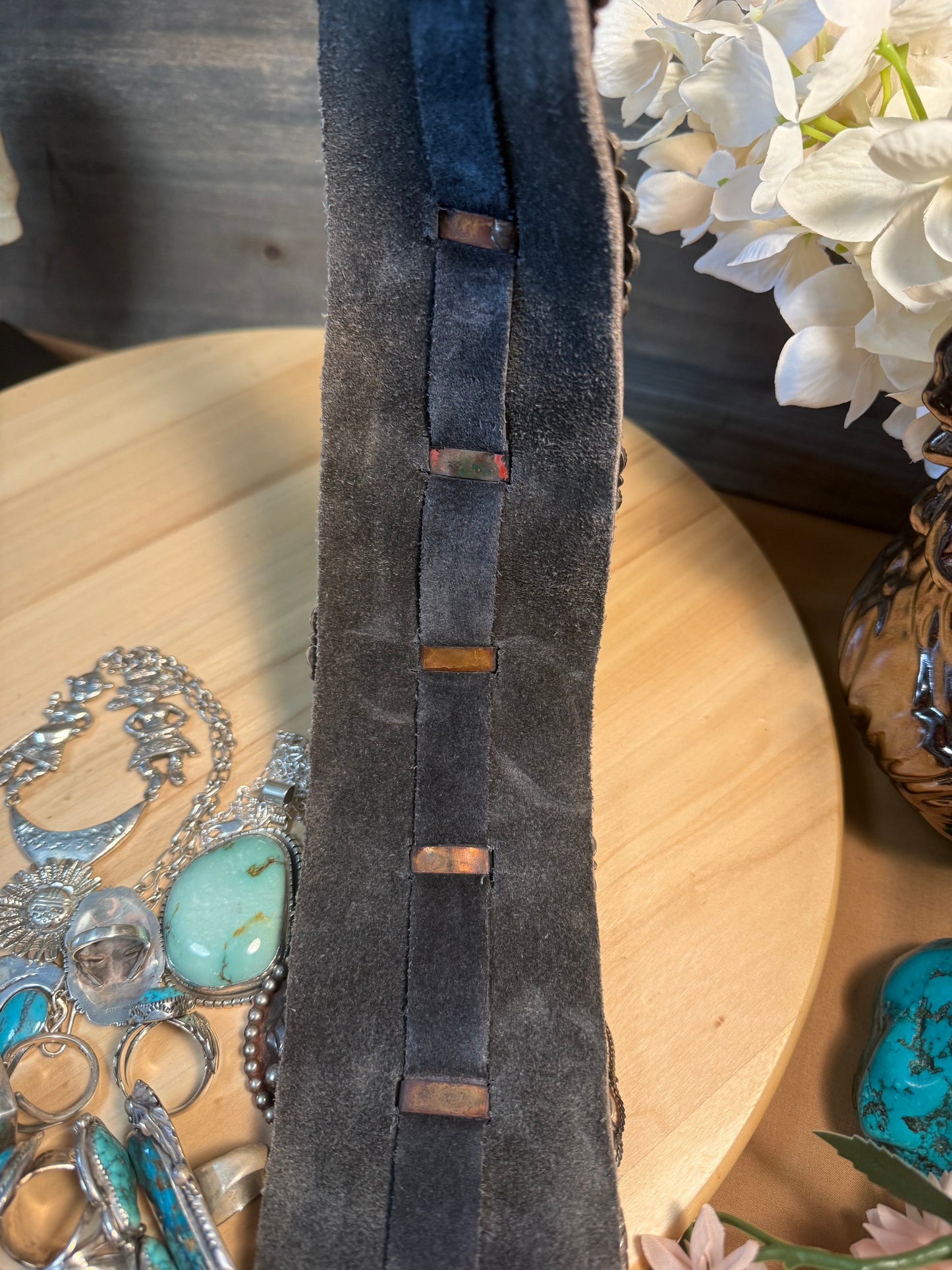 HUGE STATEMENT ZUNI Southwestern Blue Turquoise Sterling Silver Handmade Concho Belt Signed Jack Weekoty