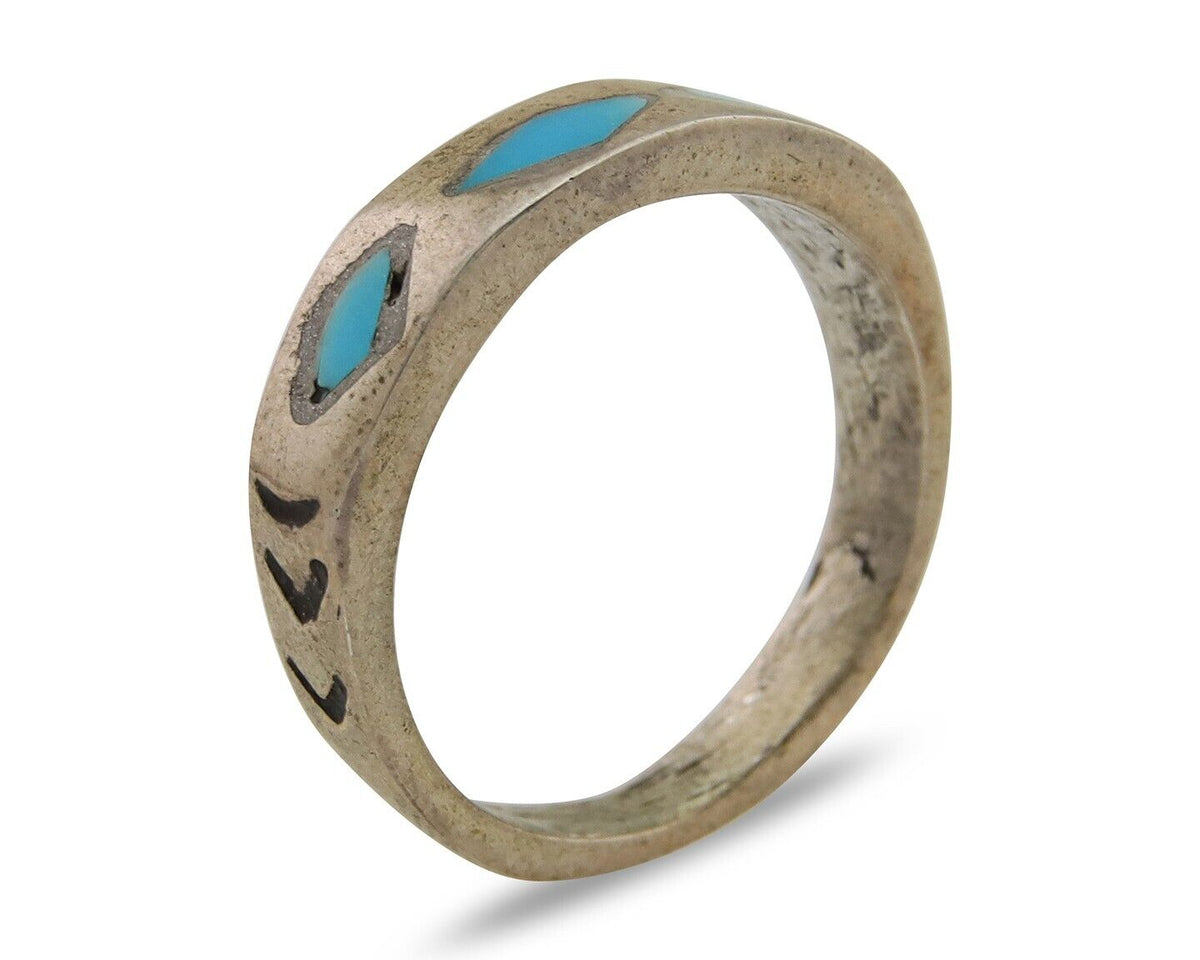 Navajo Handmade Ring 925 Silver Turquoise Native Artist C.80's
