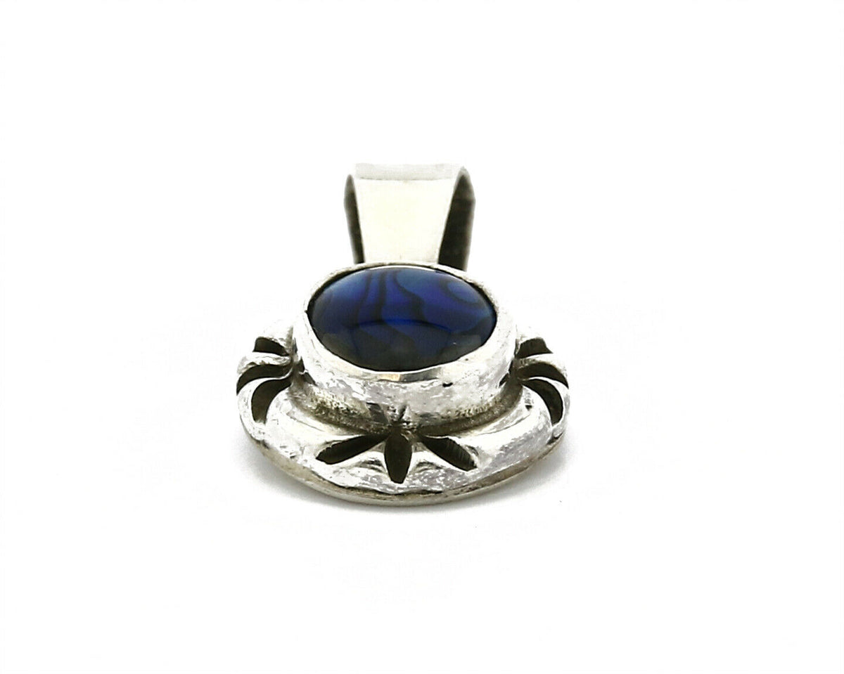 Navajo Hand Stamped Natural Mined MOP in .925 SOLID Silver Pendant