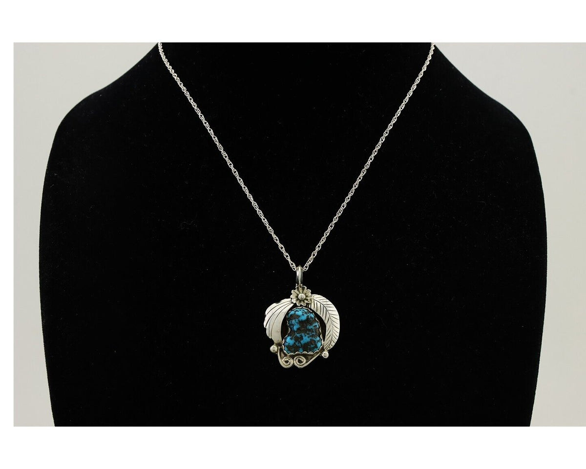 Navajo Turquoise Necklace 925 Silver Native American Artist C.80's