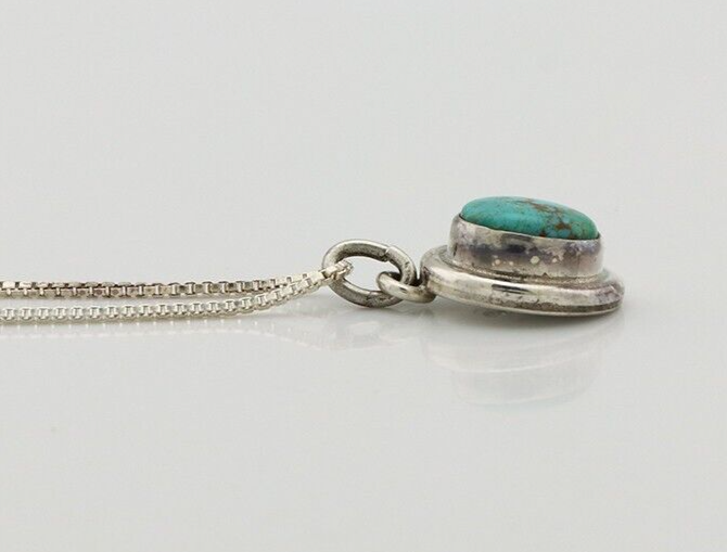 Navajo Necklace 925 Silver Natural Kingman Turquoise Native Artist C.2008