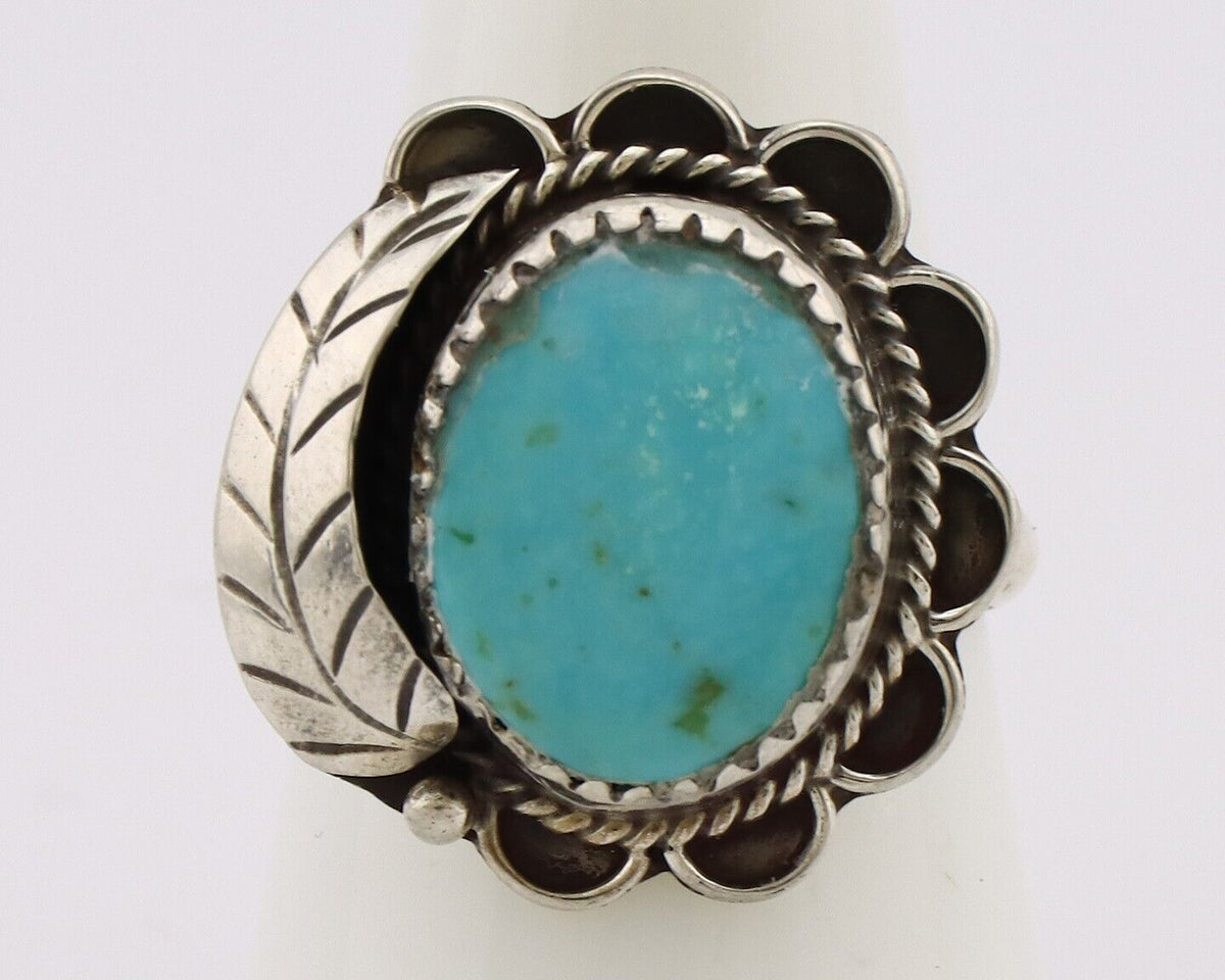 Navajo Handmade Ring 925 Silver Turquoise Native American Artist C.80's