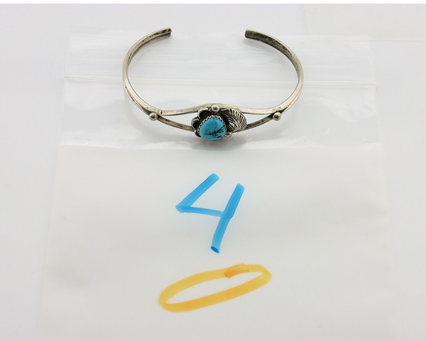 Navajo Handmade Bracelet 925 Silver Natural Blue Turquoise Native American C80s