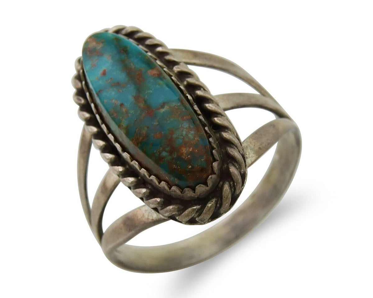 Navajo Ring 925 Sterling Silver Turquoise Native American Artist C.80's