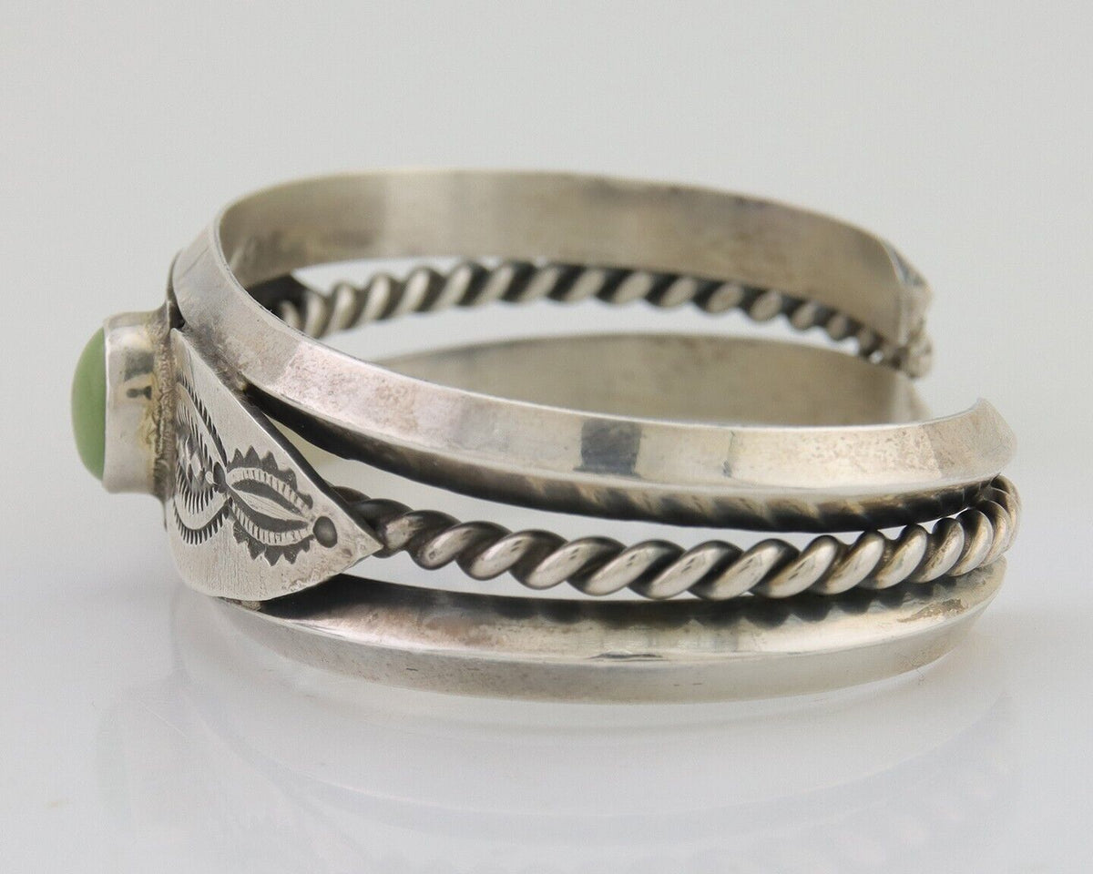 Navajo 925 Silver Handmade Bracelet Green Turquoise Native C.80's