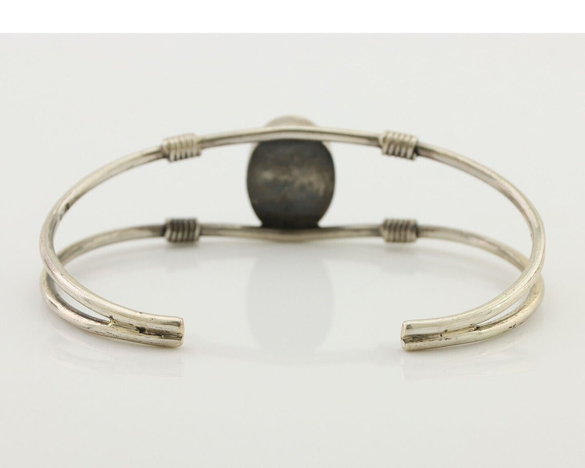 Navajo Bracelet 925 Silver Natural Green Turquoise Native American C80s