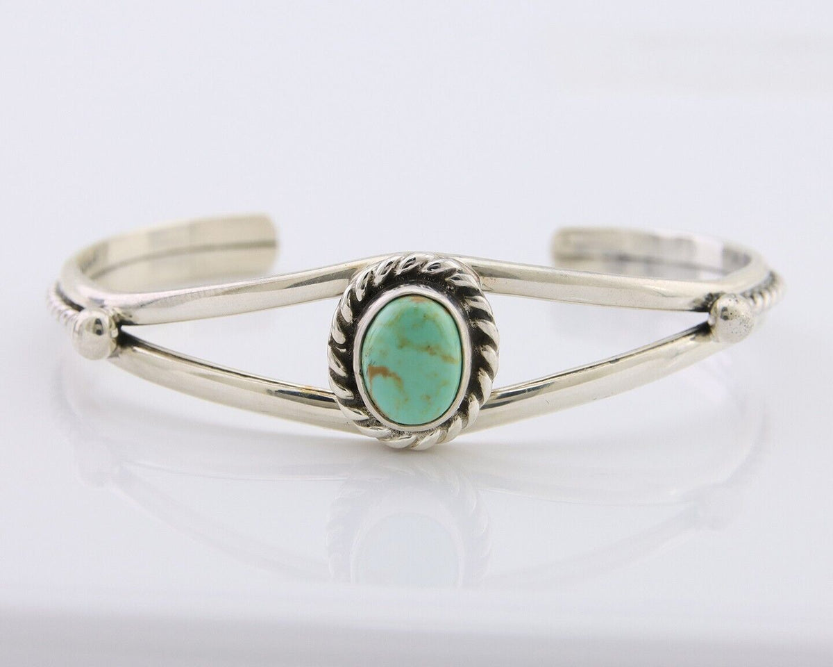 Navajo Bracelet 925 Silver Natural Turquoise Artist Signed Gecko C.80's