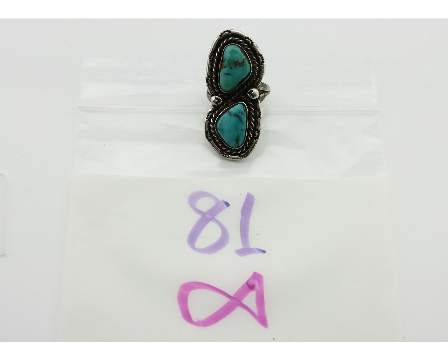 Navajo Ring 925 Silver Blue Turquoise Artist Signed P C.80's