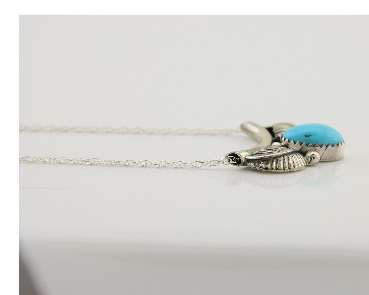 Navajo Turquoise Necklace 925 Silver Signed Eugene Belone C.80's