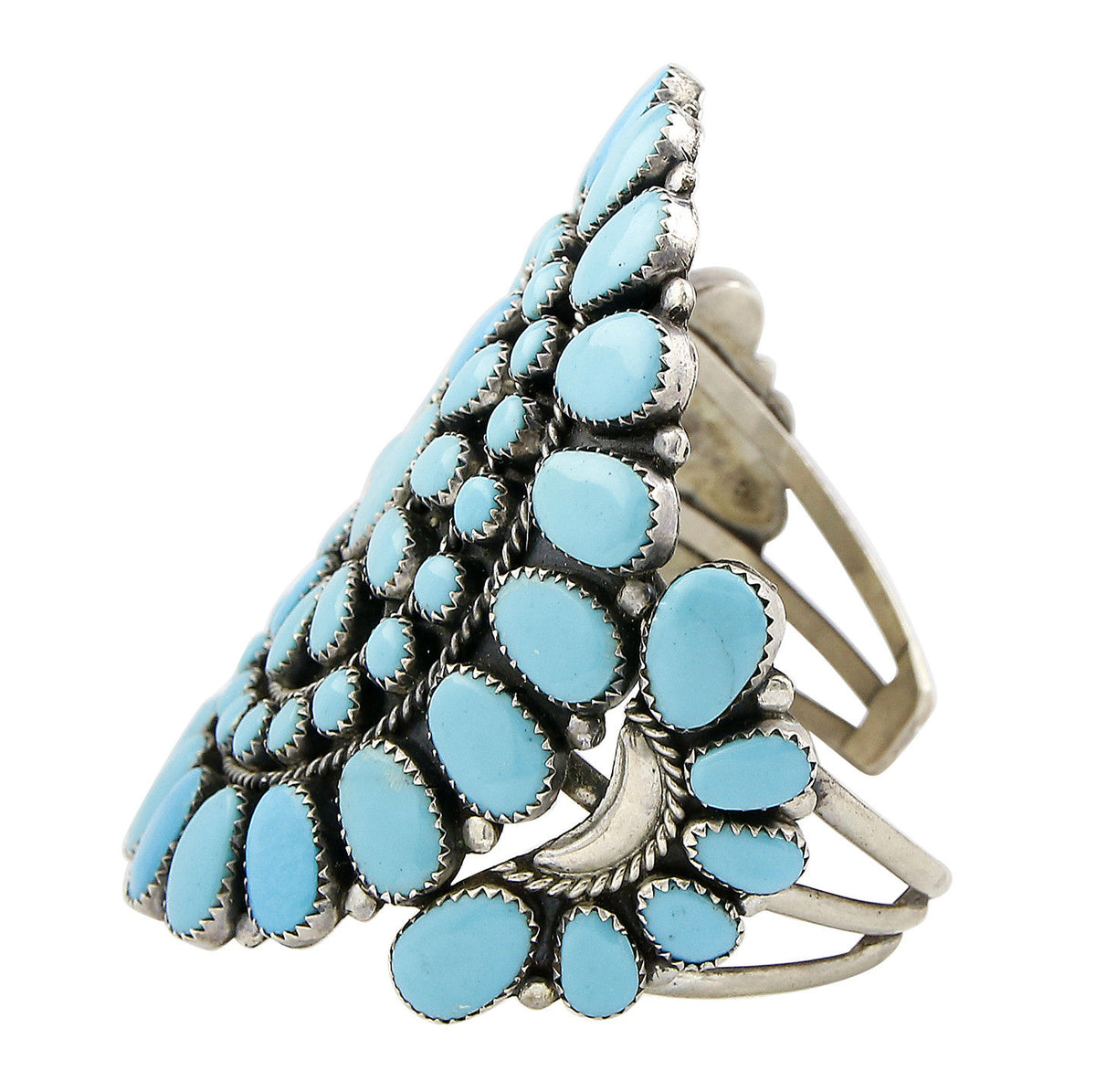 VTG RARE Navajo Natural Blue Turquoise .925 Sterling Silver Cuff Bracelet