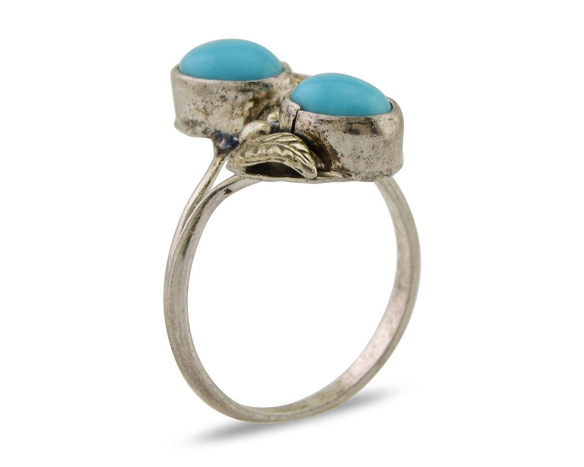 Navajo Ring 925 Silver Natural Blue Turquoise Native American Artist C.80's