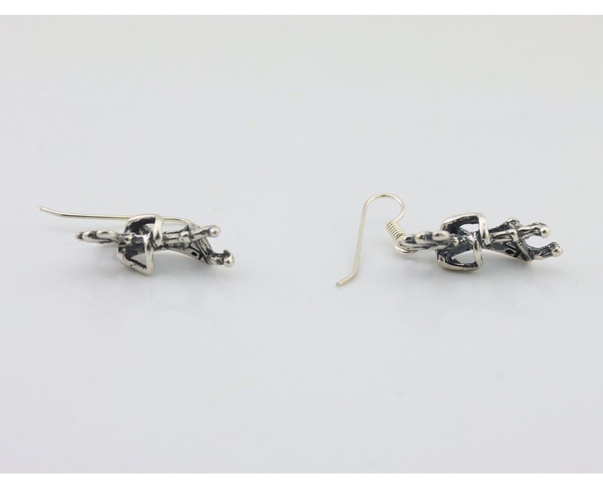 Navajo Kokopelli Dangle Earrings 925 Silver Native American Artist C.80's
