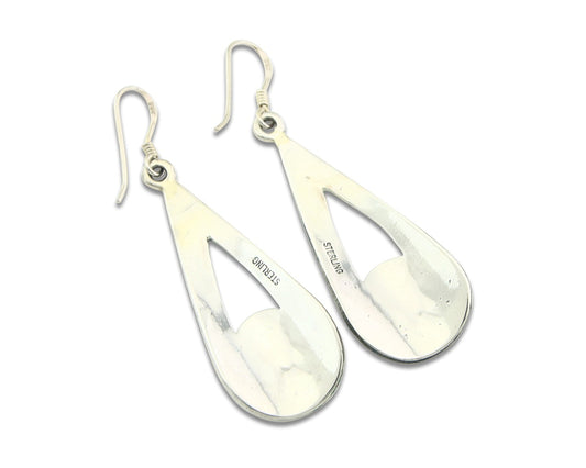 Navajo Earrings Sterling Silver Coral & Turquoise Vintage Dangle Handmade