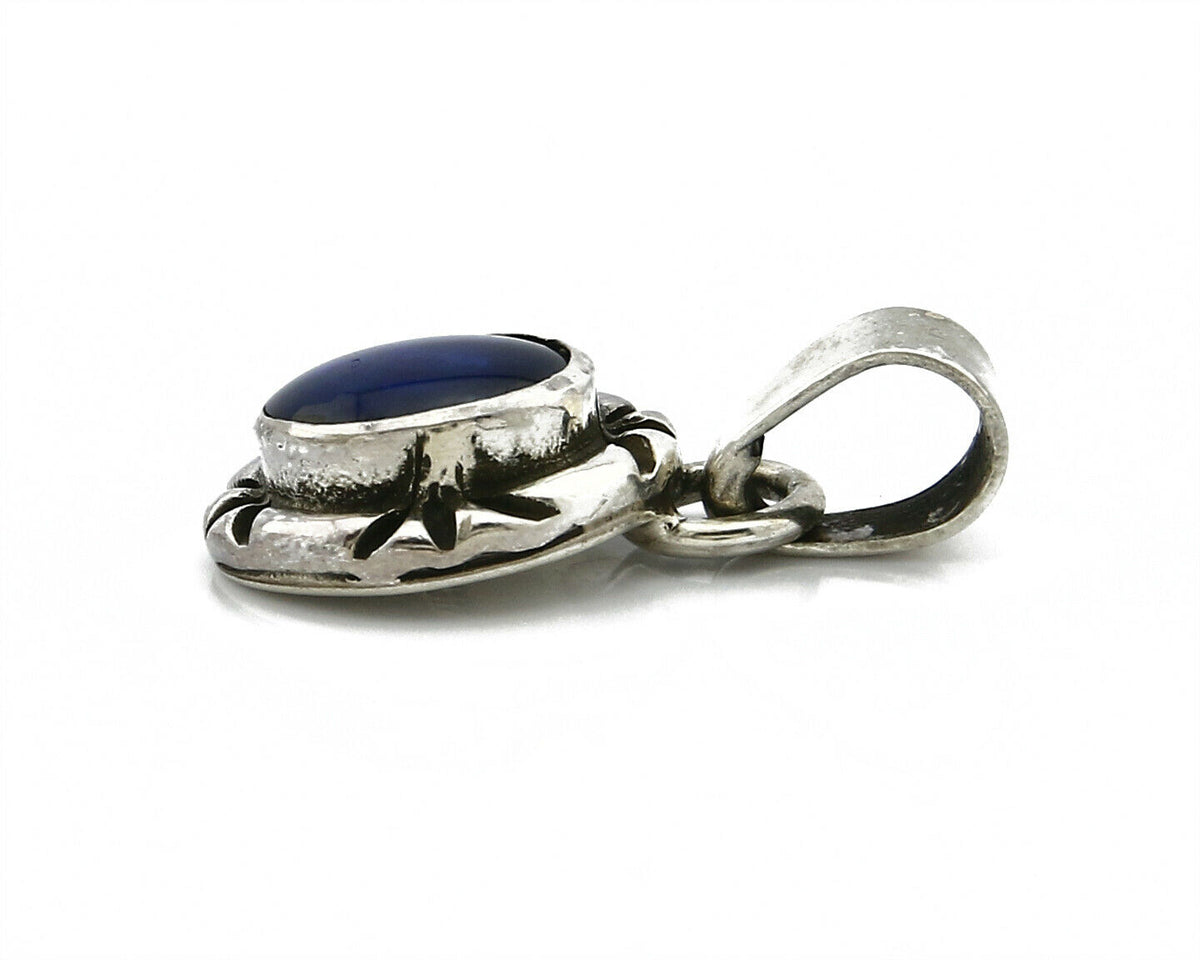Navajo Hand Stamped Natural Mined Blue MOP in .925 SOLID Silver Pendant