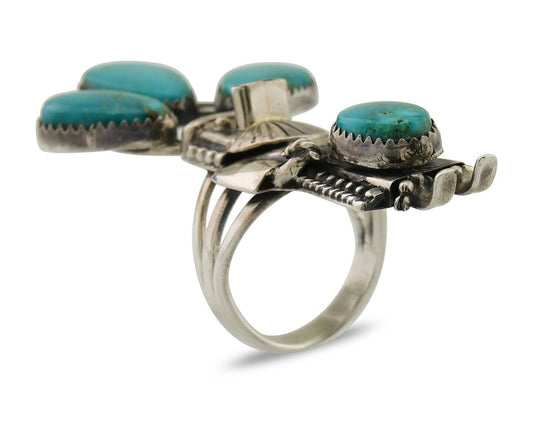 Navajo Kachina Ring 925 Silver Gem Turquoise Signed Broken Arrow C.80's