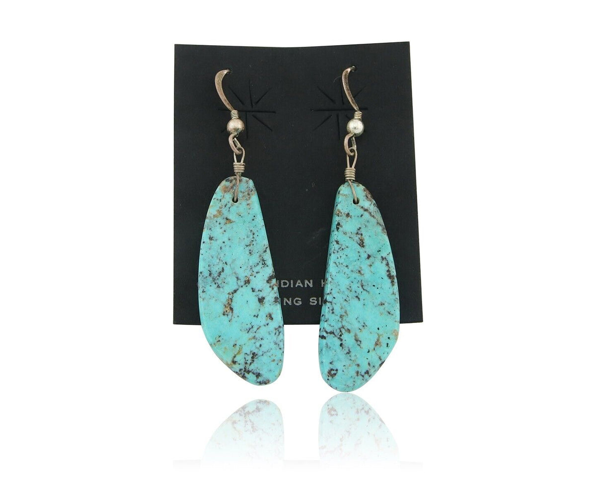 Santo Domingo Earrings 925 Silver Natural Turquoise Native American Artist C80s
