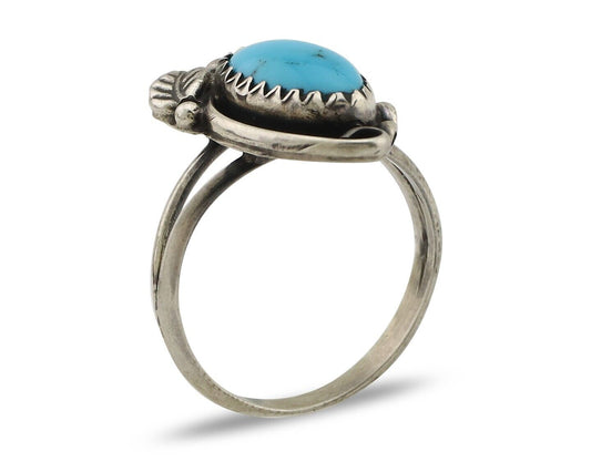 Navajo Ring 925 Silver Turquoise Artist Signed SkyStone Creations C.80's