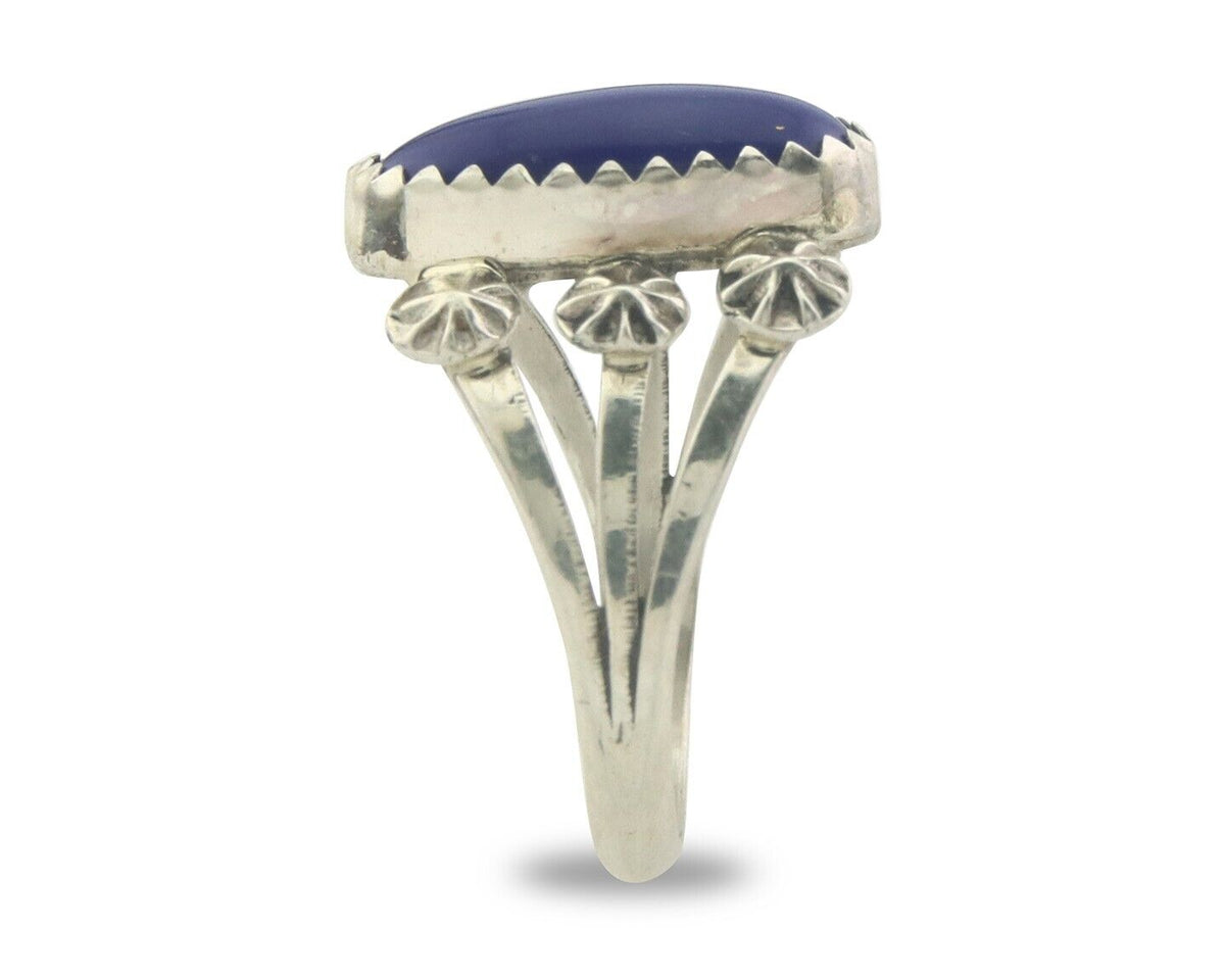 Navajo Ring 925 Sterling Natural Lapis Handmade Native Artist C.80's