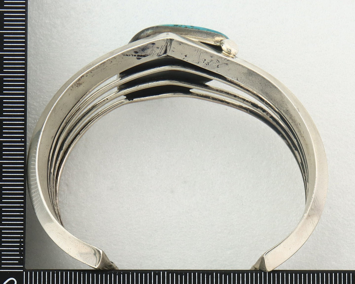 Vintage Navajo Bracelet 925 Silver Blue Nevada Turquoise Handmade