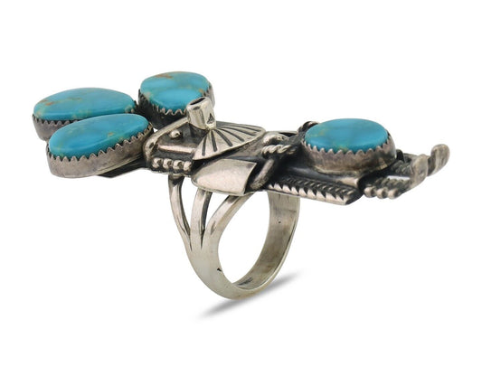 Navajo Kachina Ring 925 Silver Turquoise Artist Signed Broken Arrow C.80's