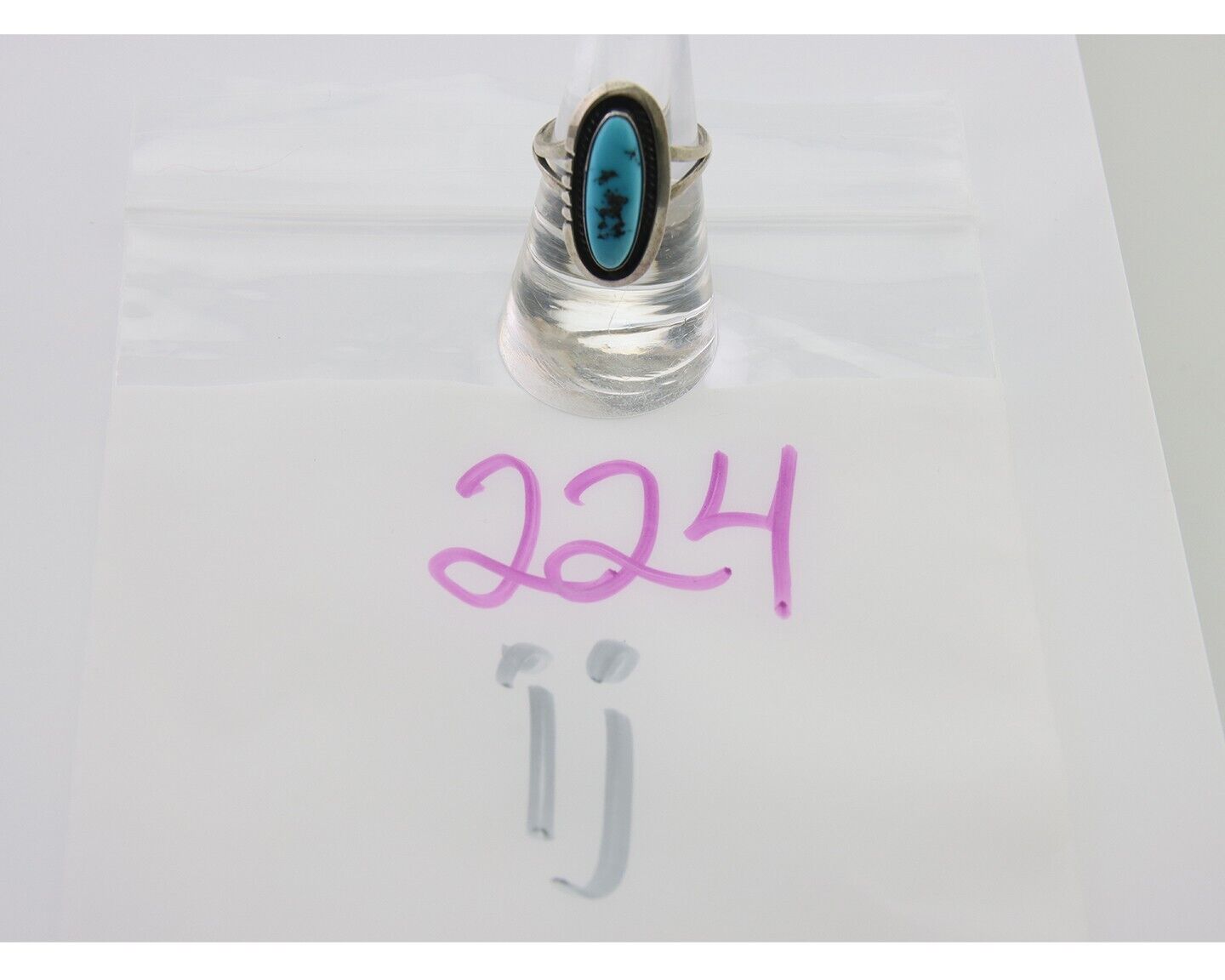 Navajo Ring 925 Silver Sleeping Beauty Turquoise Native American Artist C.80's