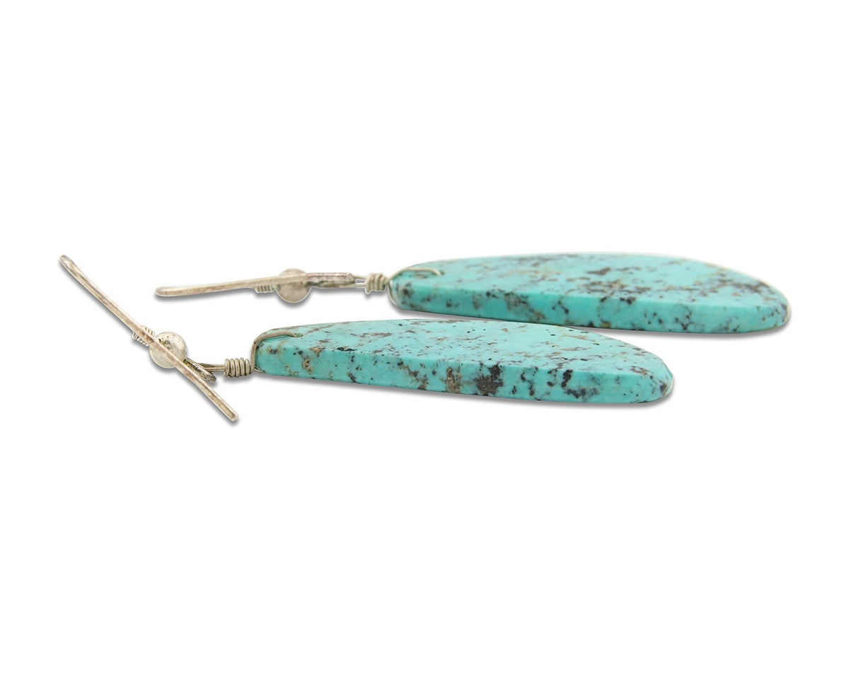 Santo Domingo Earrings 925 Silver Natural Turquoise Native American Artist C80s