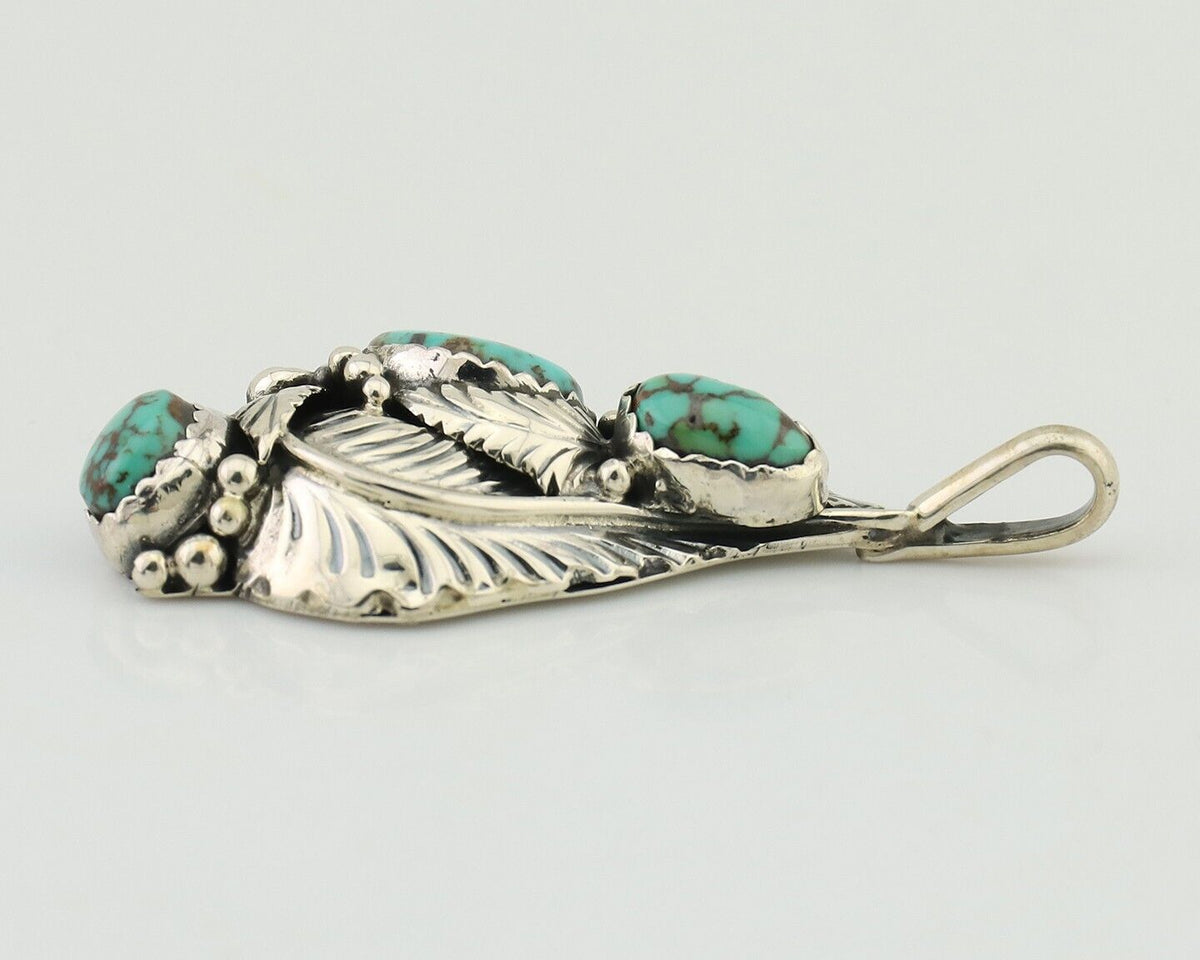 Navajo Pendant 925 Silver Natural Bisbee Turquoise Signed Tom Willeto C.80's