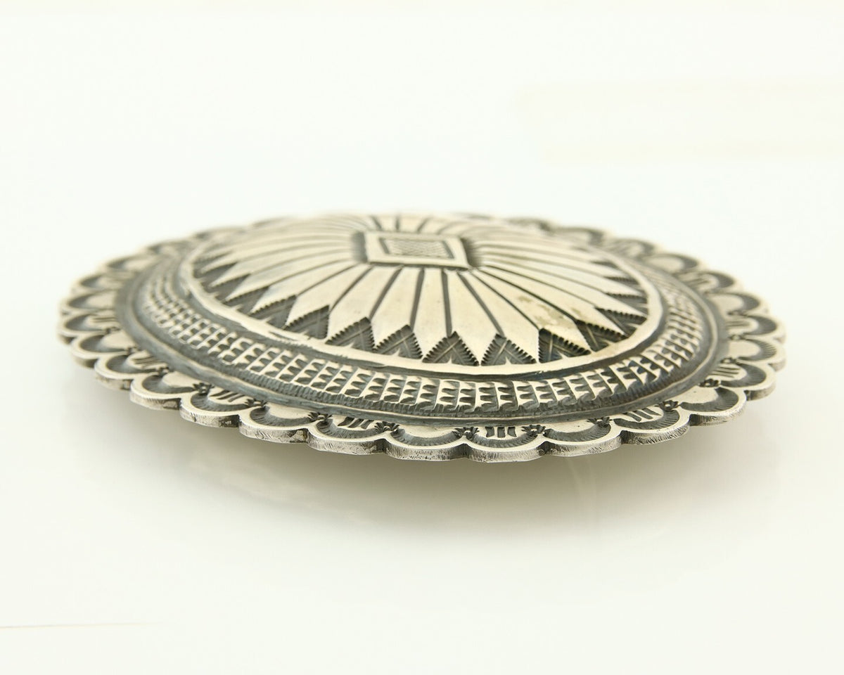 Navajo Belt Buckle 925 Sterling Silver Artist Signed Nelson Burbank C.80's
