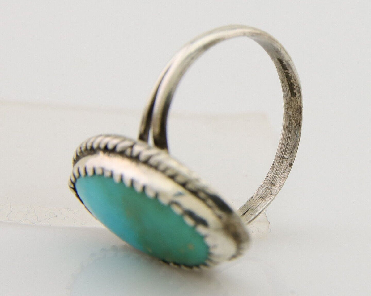 Navajo Ring 925 Sterling Silver Natural Turquoise Native American Artist C.80's
