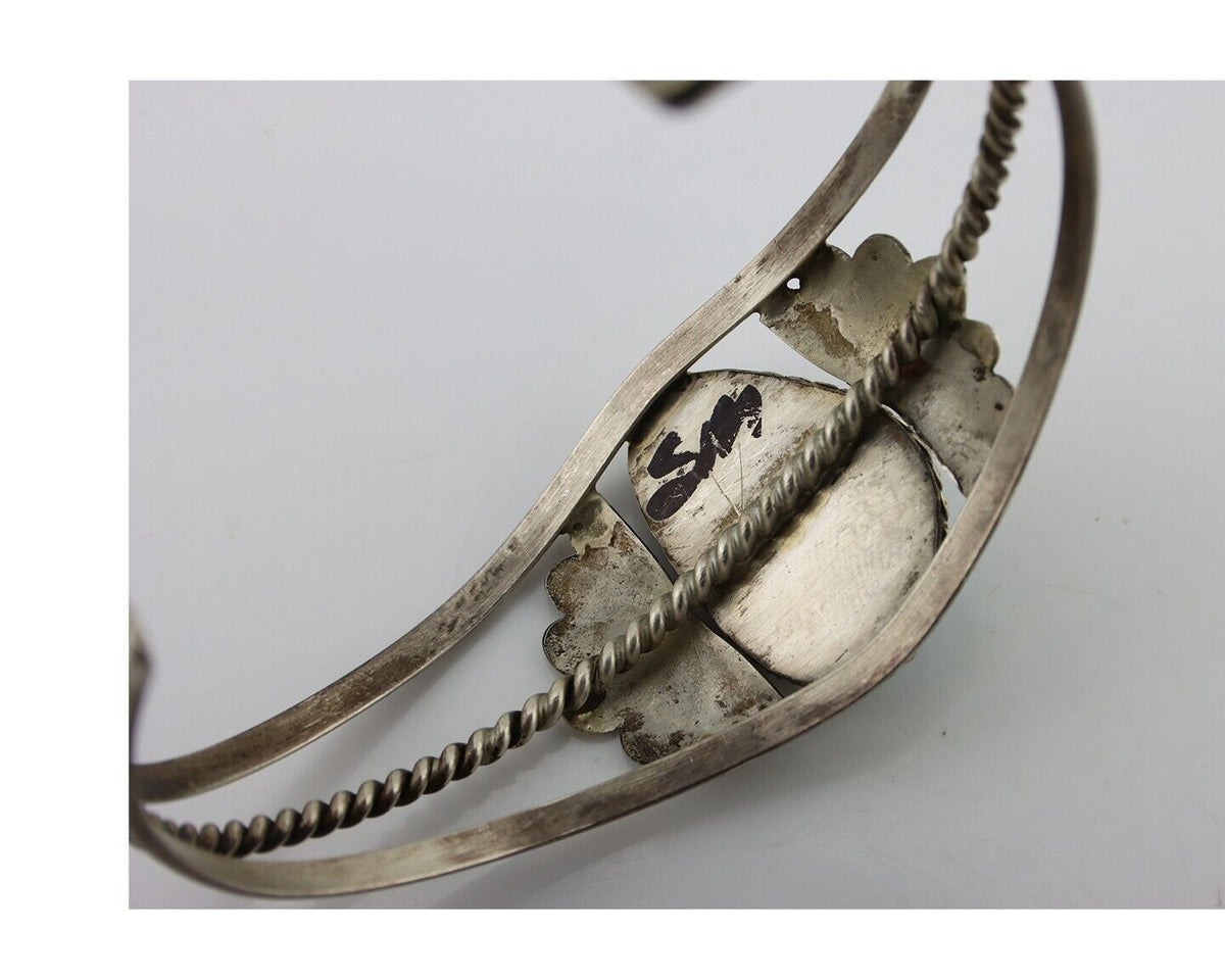 Navajo Bracelet 925 Silver Sleeping Beauty Turquoise Native American Artist C80s