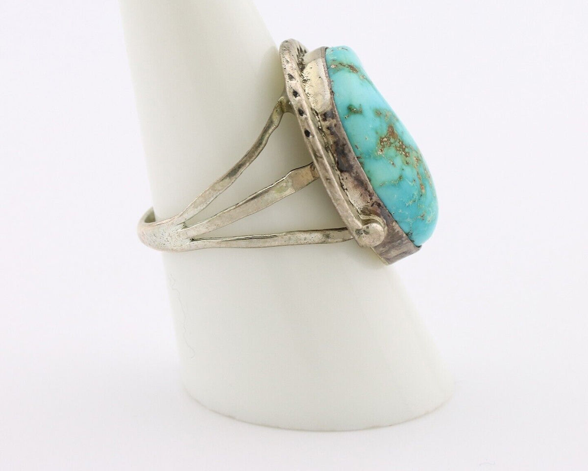 Navajo Ring 925 Silver Spiderweb Turquoise Artist Signed Doug Zachary C.80's