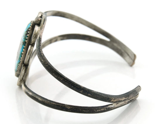 Navajo Cuff Bracelet Sterling Silver Turquoise Handmade Vintage Native Artist
