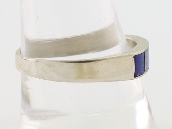 Navajo Handmade Ring 925 Silver Natural Lapis Lazuli Artist Signed SC C.80's