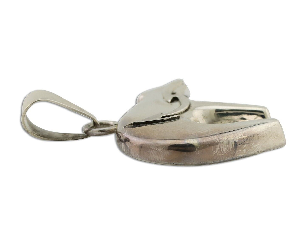 Navajo Spirit Bear Pendant 925 Sterling Silver Native Artist C.80's