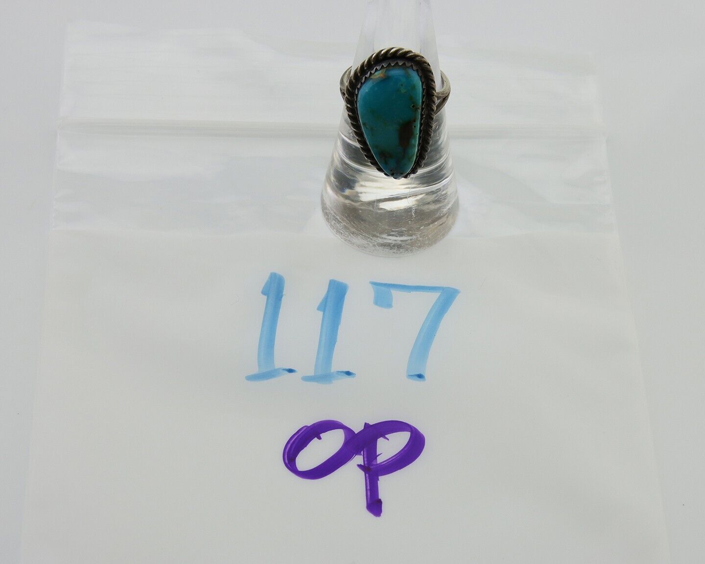 Navajo Ring 925 Silver Blue Turquoise Native American Artist C.80's