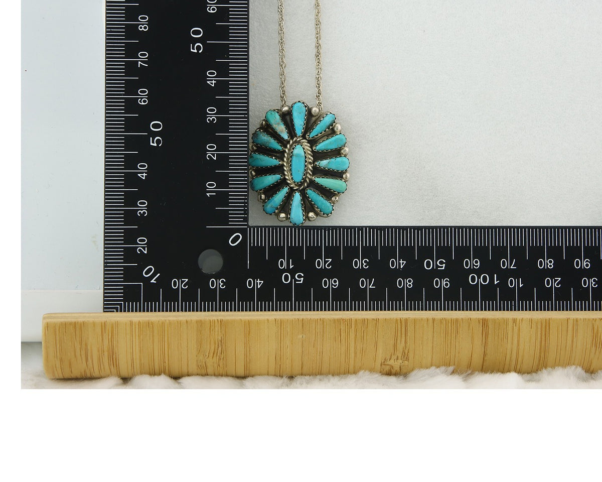 Navajo Sterling Silver Necklace Authentic Turquoise Vintage Signed TL