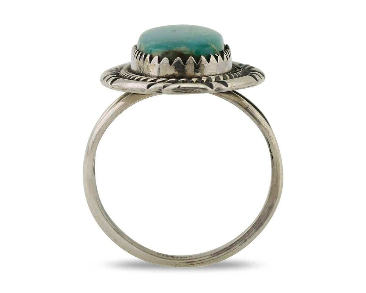Navajo Ring 925 Silver Natural Blue Turquoise Artist Signed M BEGAY C.80's