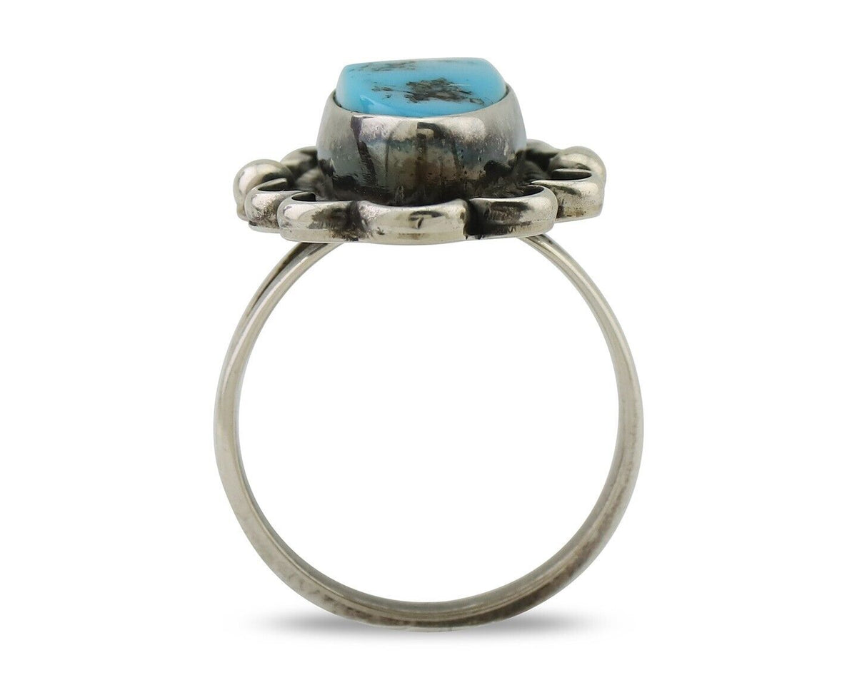 Navajo Turquoise Ring 925 Silver Handmade Native American Artist C.80's