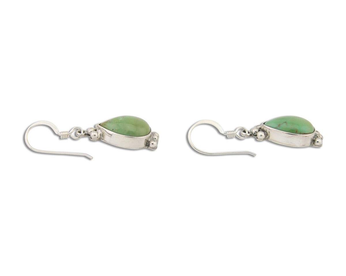 Navajo Dangle Earrings 925 Silver Natural Turquoise Native American Artist C80s