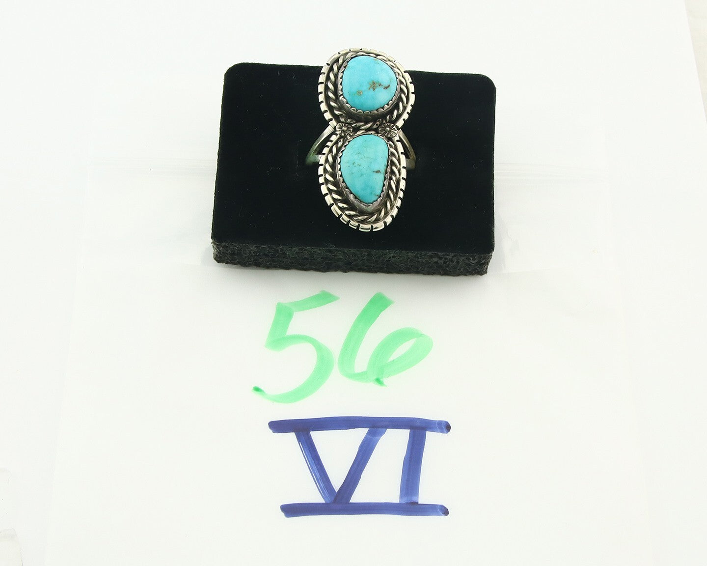 Vintage Navajo Ring Sterling Silver Authentic Turquoise Tom Willeto Size 8.0